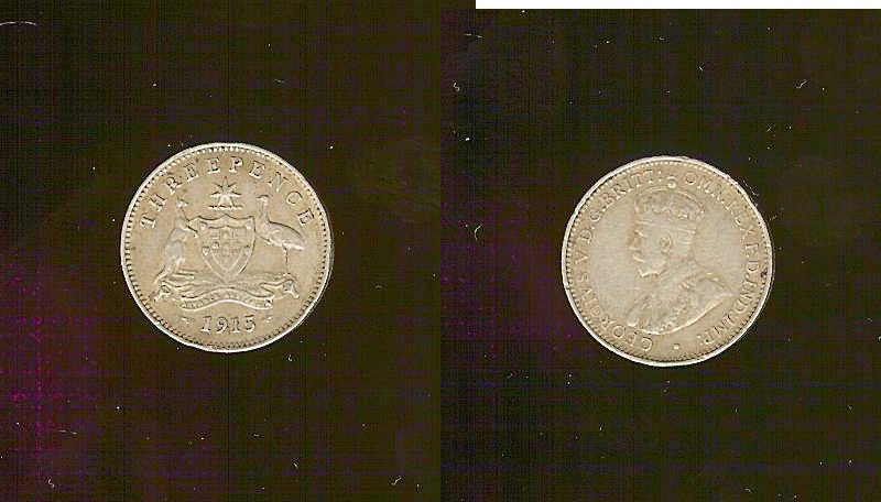 Australian 3 pence 1915 gVF